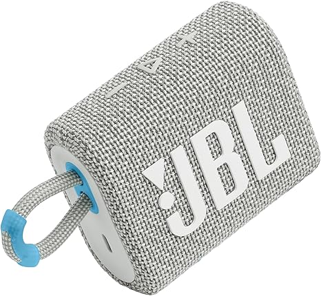 JBL Go 3 Eco - Portable Mini Bluetooth Speaker, big audio and punchy bass, IP67 waterproof and dustproof, 5 hours of playtime, Made in part with recycled materials (Eco White)