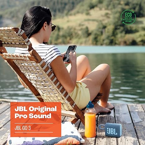 JBL Go 3 Eco - Portable Mini Bluetooth Speaker, big audio and punchy bass, IP67 waterproof and dustproof, 5 hours of playtime, Made in part with recycled materials (Eco White)